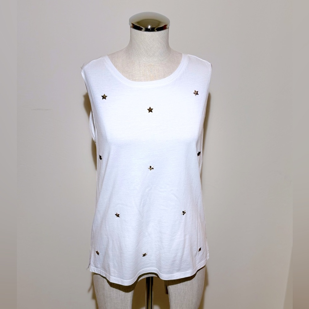 💥Stylish White Star-Patterned Tank Top - Size Medium💥